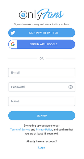 OnlyFans App Home Screen